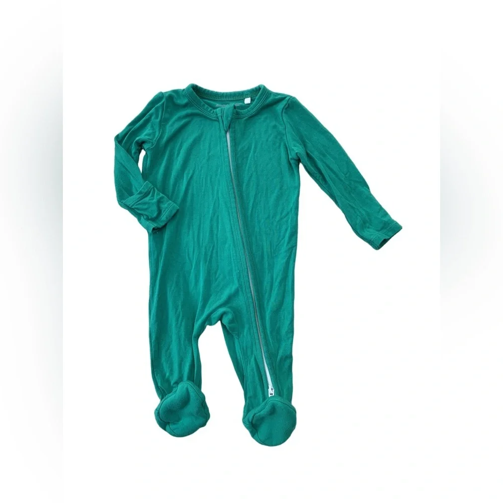 Angel Dear Size 0-3 Months Emerald Green Bamboo Zip Footie Sleeper Pajamas